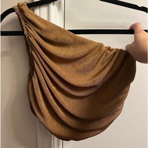 Amazon bronze one shoulder crop top, size small, brand new but no tags